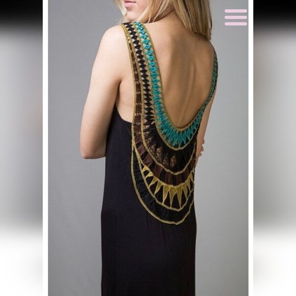 Tobi Black Unique Back Maxi Dress (XS) - Picture 1 of 7